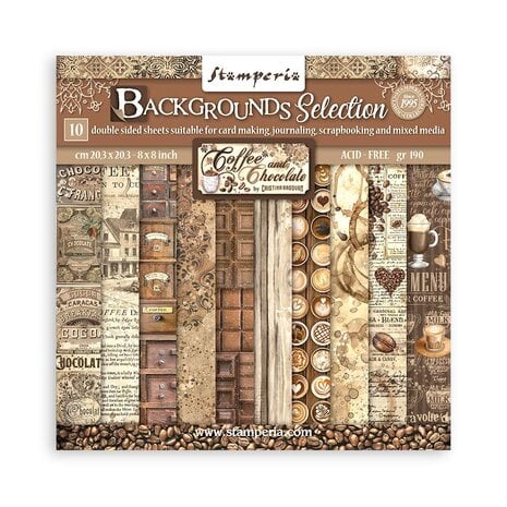 Scrapbook papier 20,3x20,3 cm background Coffee and Chocolate - Stamperia
