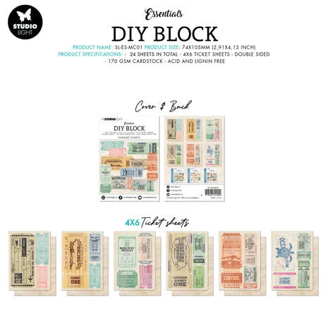 DIY Blok vintage tickets - Studio Light