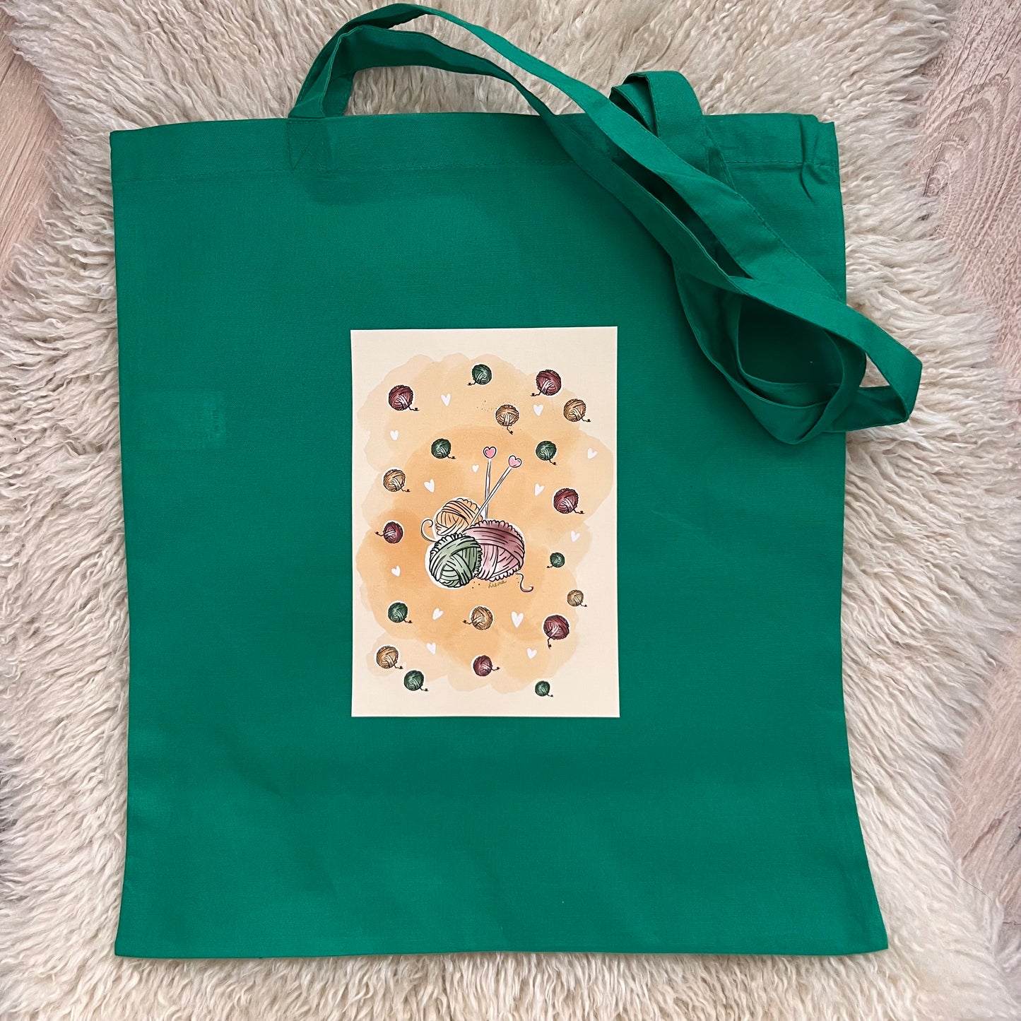 Katoenen tas groen wolletjes - Lievia