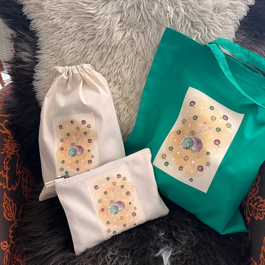 Katoenen tas groen wolletjes - Lievia