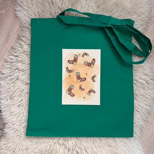 Katoenen tas groen sokken - Lievia