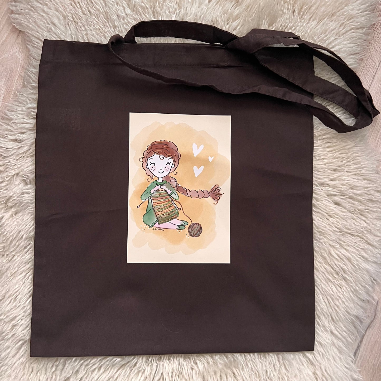 Katoenen tas bruin knus breien - Lievia