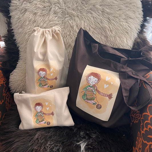 Katoenen tas bruin knus breien - Lievia