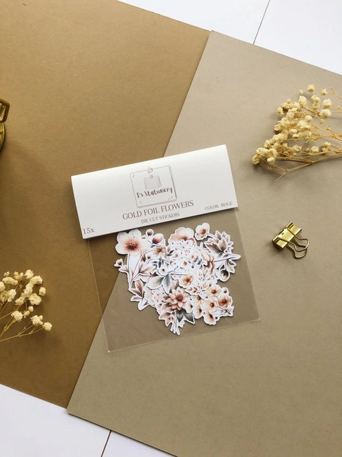 Stickerpakket Gold Foil Flowers - T's Stationery