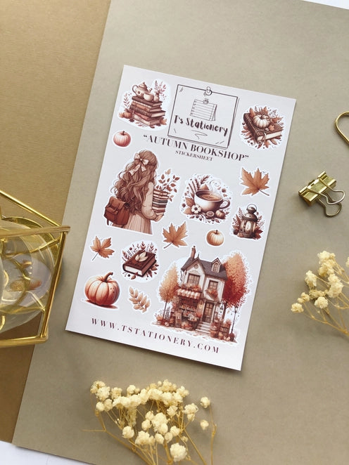 Stickervel Autumn Bookshop - T's Stationery