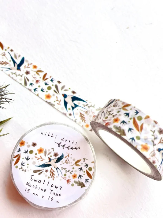 Washi tape Swallows - Nikki Dotti