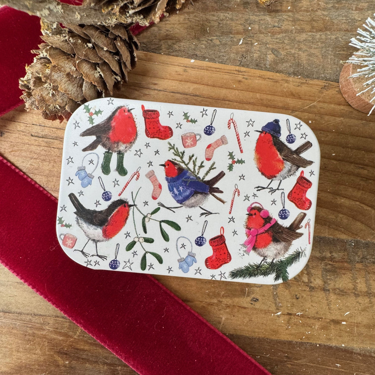 Mini blikje Festive Robins - Alex Clark