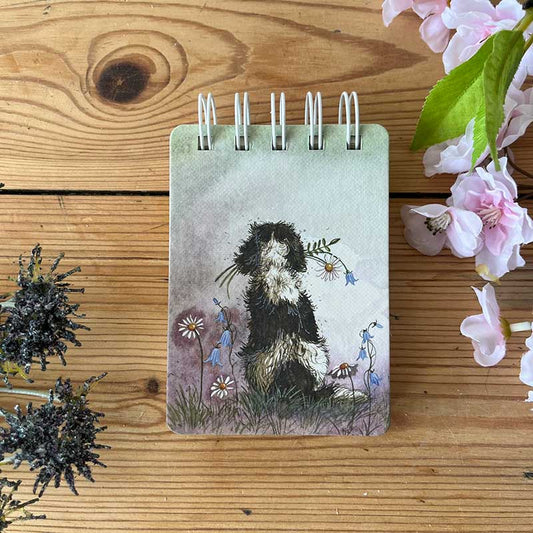 Mini notitieblokje Spaniel and Flowers - Alex Clark