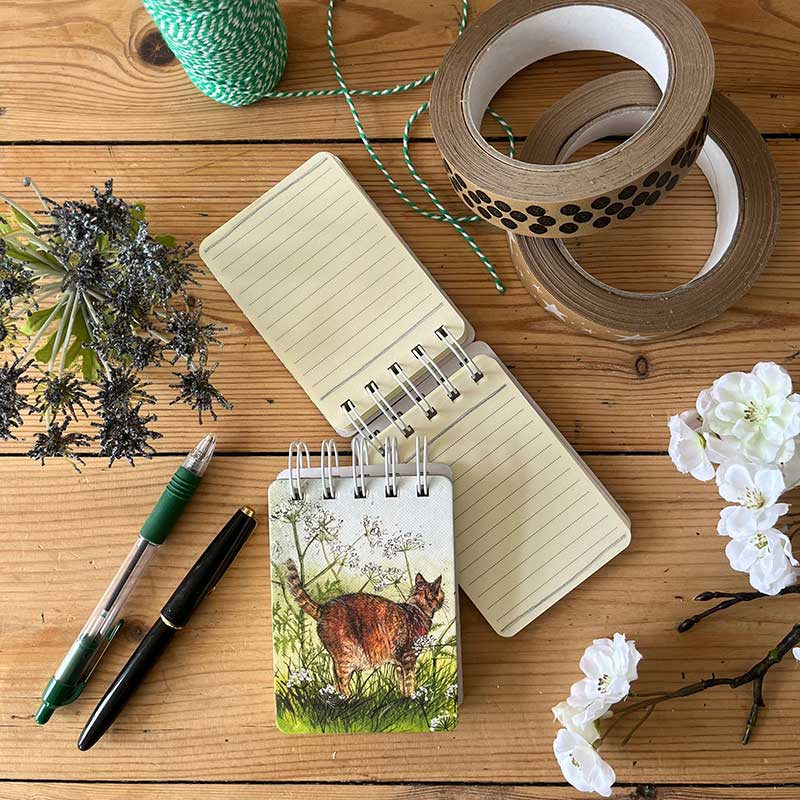 Mini notitieblokje Cat in the Cow Parsley - Alex Clark