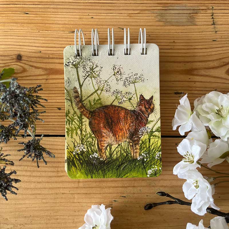 Mini notitieblokje Cat in the Cow Parsley - Alex Clark