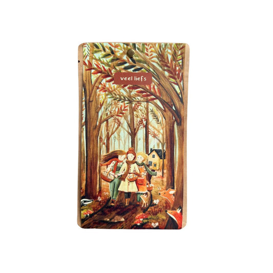 Theekaart paddenstoelen plukken - veel liefs - Esther Bennink