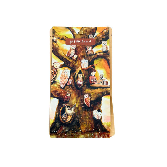 Theekaart uilenboom - gefeliciteerd - Esther Bennink
