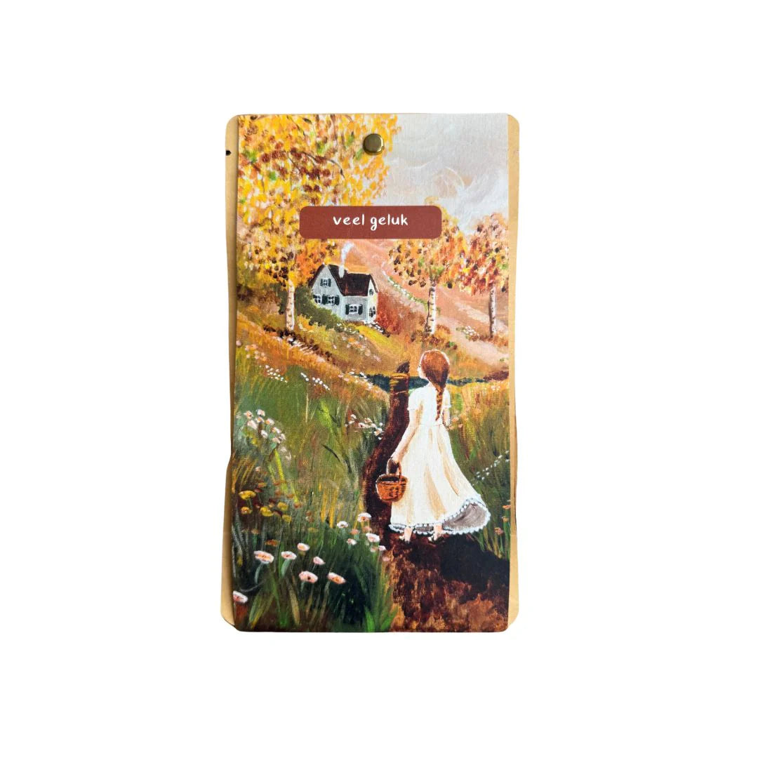 Theekaart huis op de heuvel - veel geluk - Esther Bennink