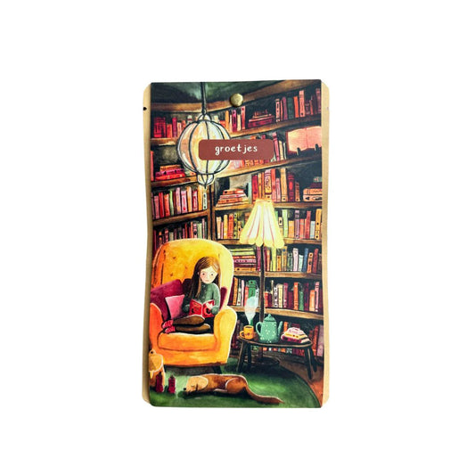 Theekaart boekenliefde - groetjes - Esther Bennink