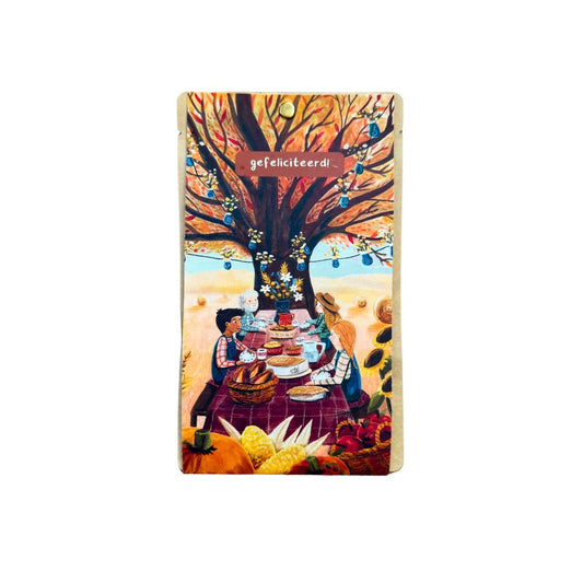 Theekaart oogstfeest - gefeliciteerd - Esther Bennink