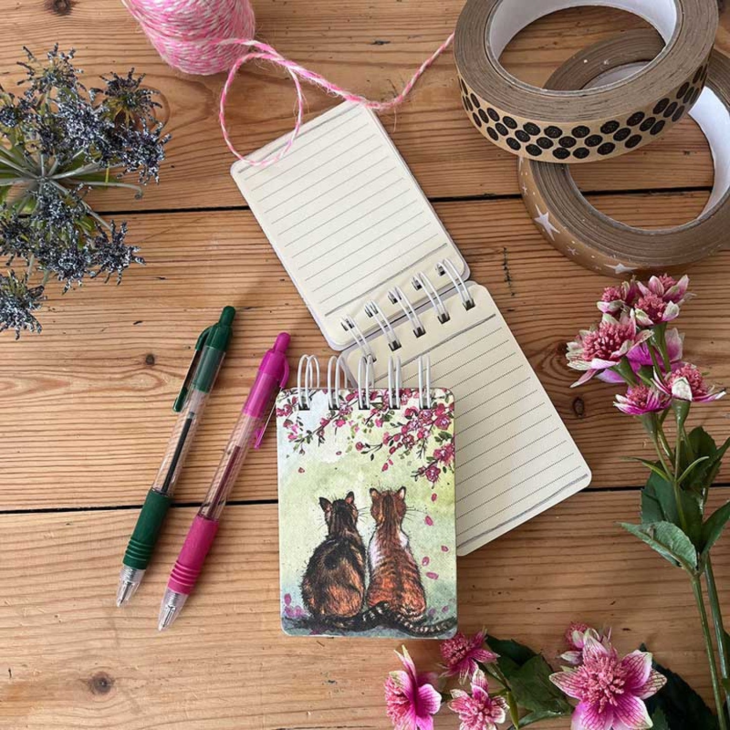 Mini notitieblokje Cats in the Blossom - Alex Clark