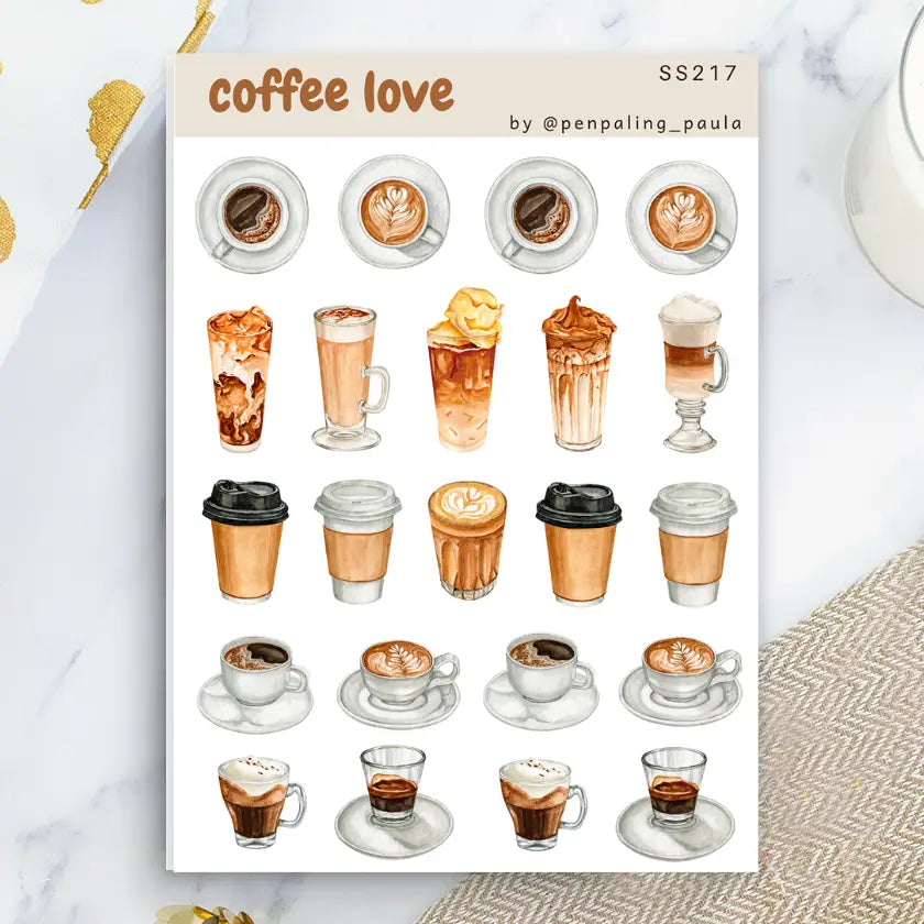 Stickervel Coffee Love - Penpaling Paula