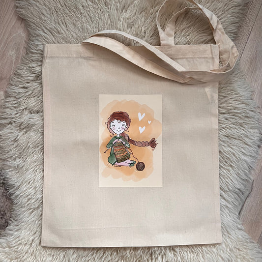 Katoenen tas naturel knus breien - Lievia