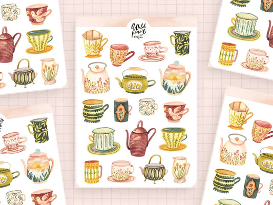 Stickervel Romantic Cups - Wild Pencil