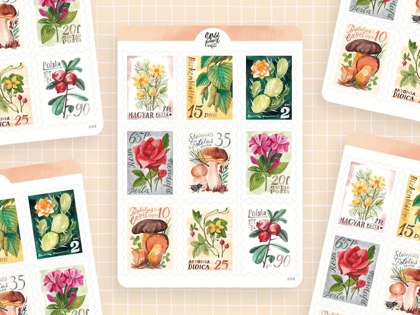 Stickervel Vintage Stamps - Wild Pencil