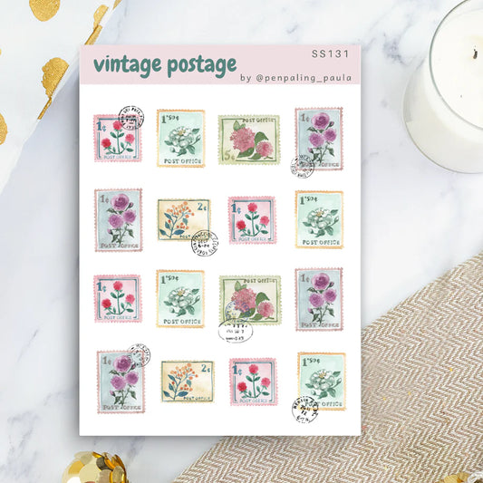 Stickervel Vintage Postage - Penpaling Paula