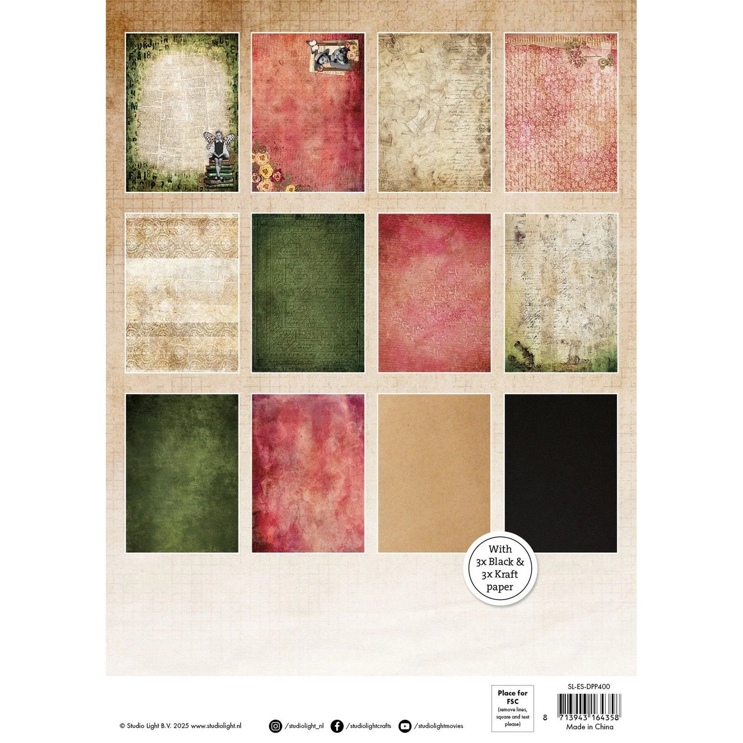 Designer Paper Pad Background Papers A4 - Studio Light