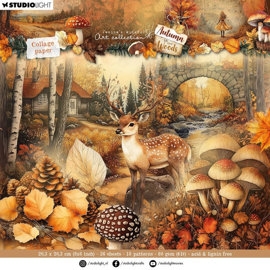 Autumn In The Woods Collage Paper Pad Backgrounds & elements - Studio Light