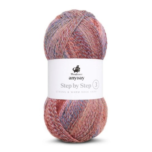 Sokkenwol kleur 3 Rust Red/Pink/cornflower/purple - Mayflower
