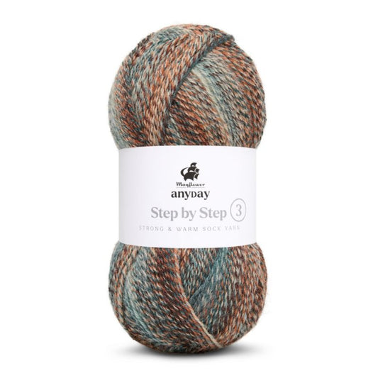 Sokkenwol kleur 2 Brown/Rust/Eucalyptus/Cream - Mayflower
