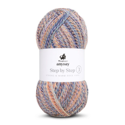 Sokkenwol kleur 5 Midnight orange/Cornflower/natural white - Mayflower