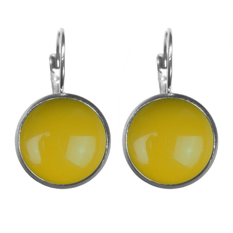 Oorbellen Dots Zilver Mustard - Urban Hippies