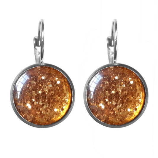 Oorbellen Dots Zilver Caramel glitter  - Urban Hippies